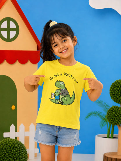 My Dad is Roar-Some Dinosaur Kids Cotton T-shirt