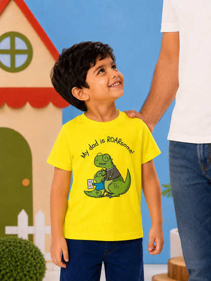 My Dad is Roar-Some Dinosaur Kids Cotton T-shirt