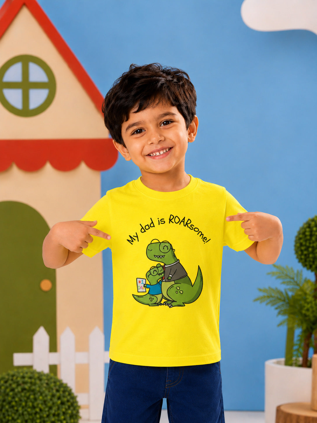 My Dad is Roar-Some Dinosaur Kids Cotton T-shirt
