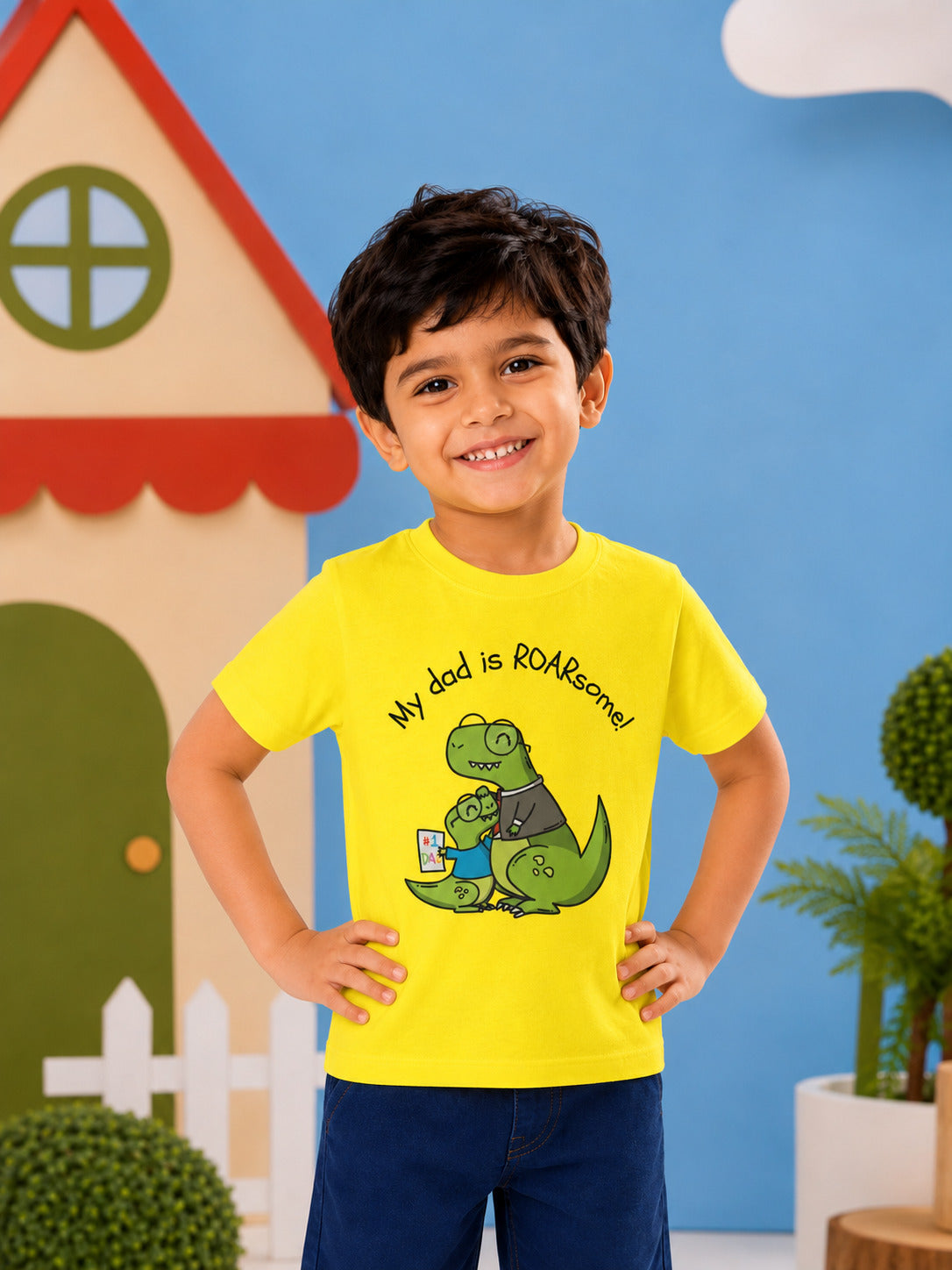 My Dad is Roar-Some Dinosaur Kids Cotton T-shirt