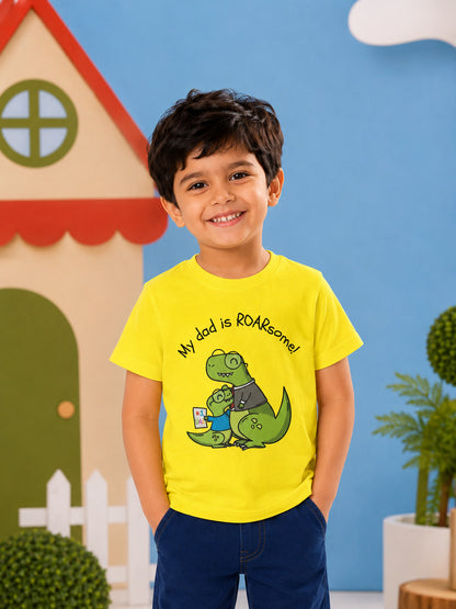 My Dad is Roar-Some Dinosaur Kids Cotton T-shirt